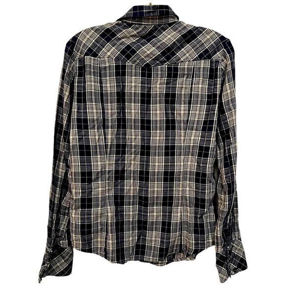 GAP BLOUSE, Blue / Cream Plaid Size M - Picture 2 of 5